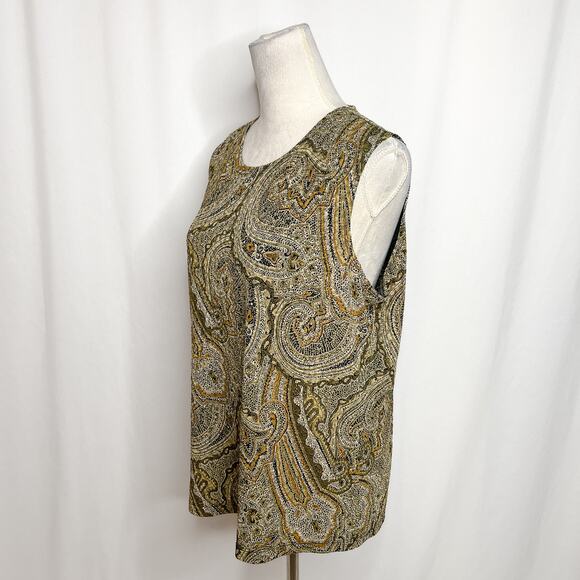 Laura Ashley Vintage Abstract Paisley Shirt Sleeveless Textured Women's XL 90s - Picture 7 of 10